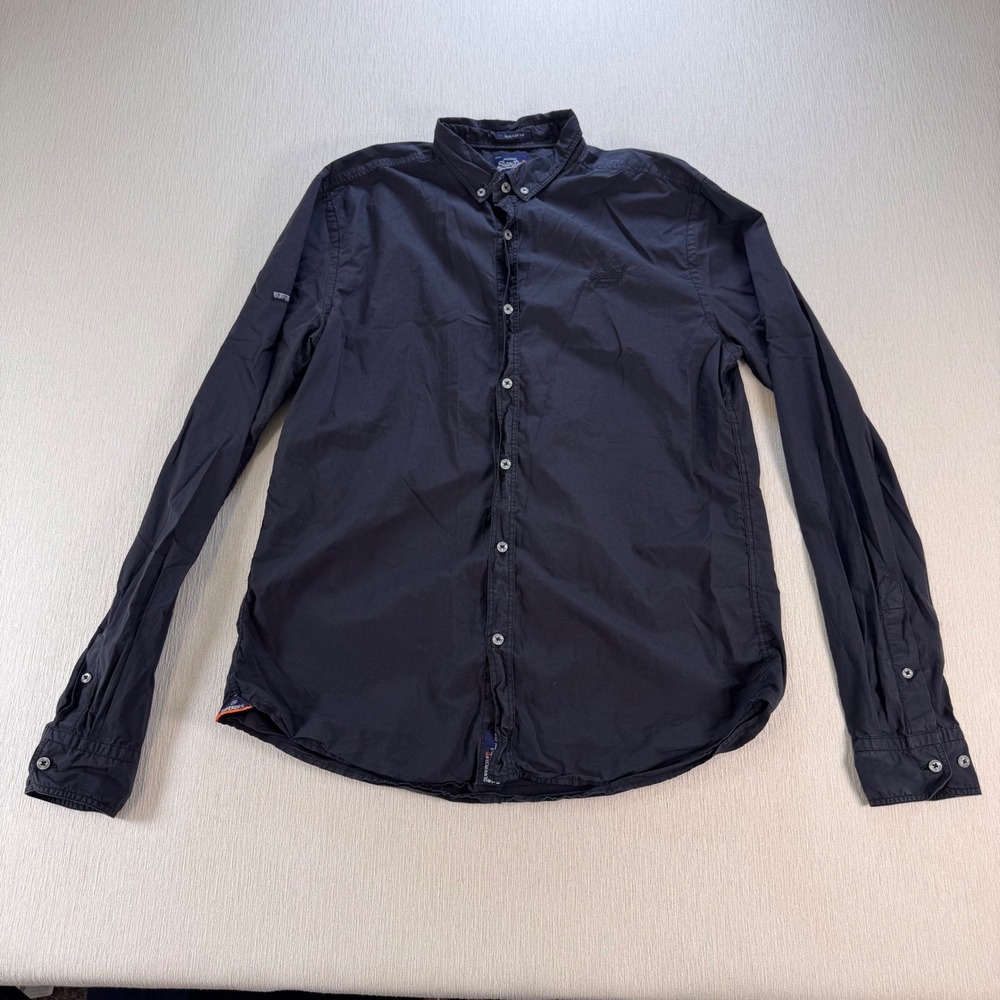 Superdry Premium Shirt Store Mens Large Navy Blue Button Down Shirt regular fit
